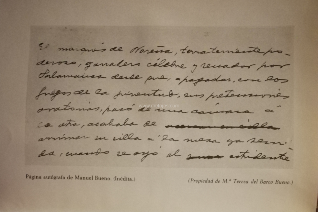Página autógrafa de Manuel Bueno